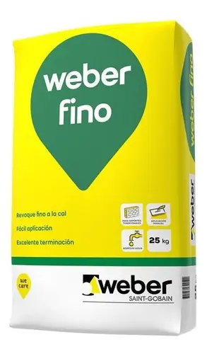 Revoque fino a la cal p/Exterior X 25 Kg Weber Forte