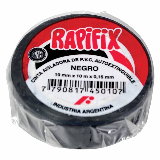 Cinta Aisladora PVC 19mm X 10mts  Negra