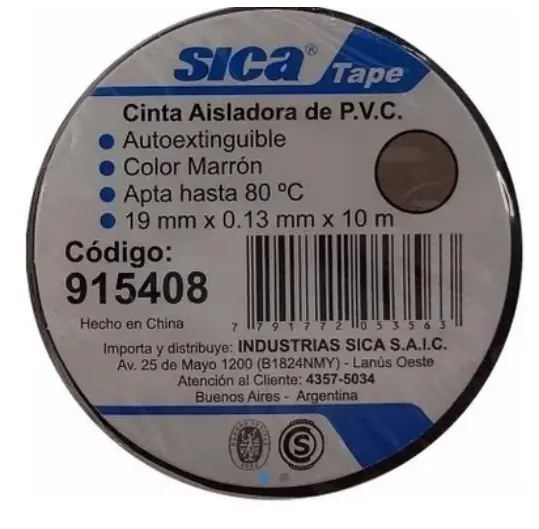 Cinta Aisladora Marron 19mm X 10 M Sica