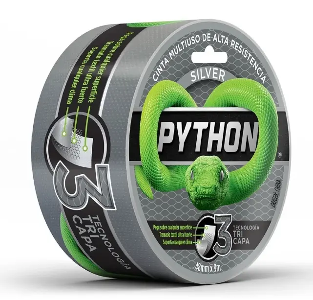 Cinta Duct Tape Phyton Alta Resistencia 3Mts Gris