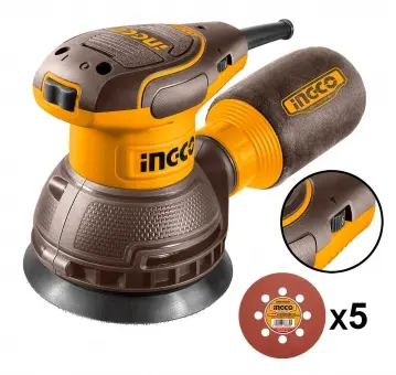 Lijadora Roto Orbital Base 5" 125MM 320W Velocidad Variable + Accesorios