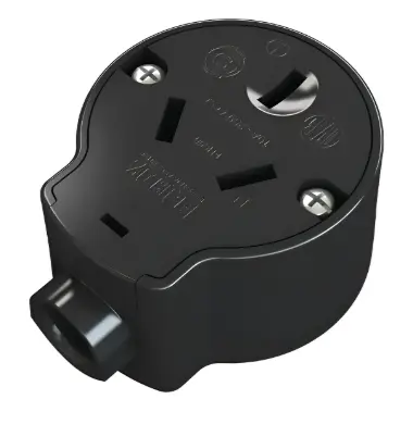 Ficha Hembra Bipolar + Tierra 250VCA - 10A - Salida lateral