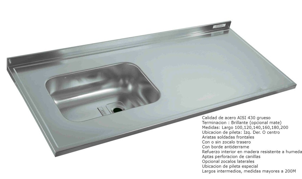 Mesada 1.2 Sin Resp + Pileta Simple DM 52 C/Sop AI430