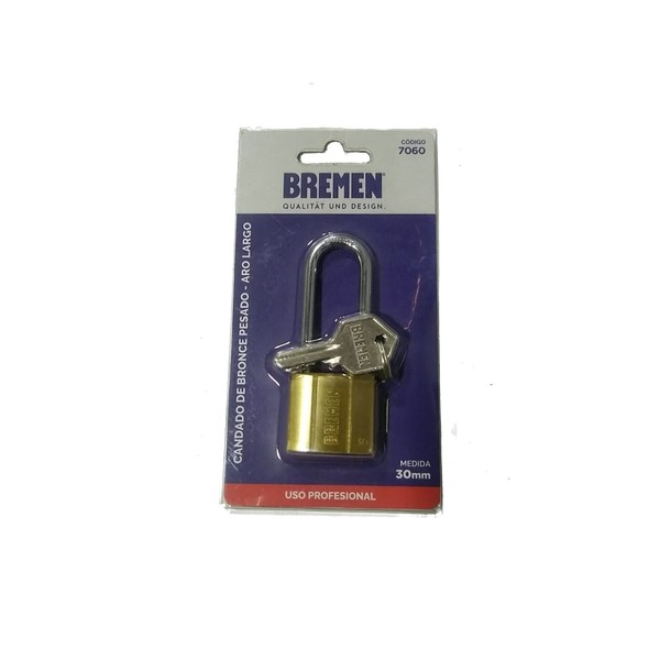 Candado De Bronce Aro Largo 30mm