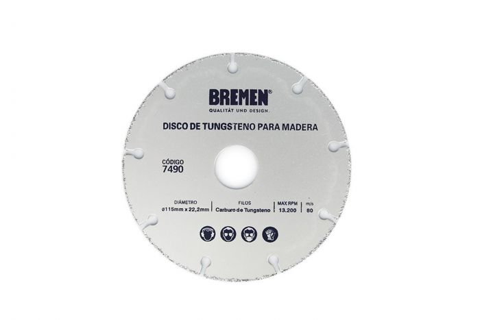 Disco de Tungsteno para Madera (115mm x 22,2mm)