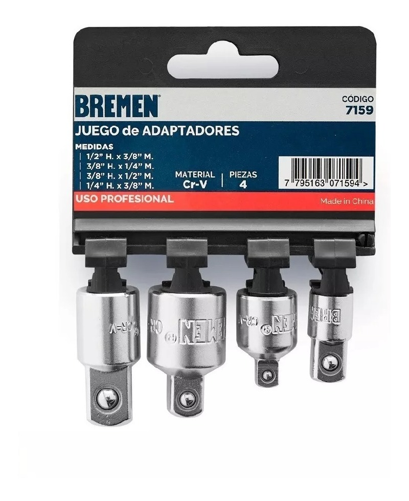 Adaptador X 4pzs (1/2x3/8, 3/8x1/4, 3/8x1/2, 1/4x3/8)