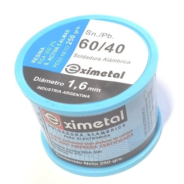 Estaño Con Resina 50% - 1,6Mm.(Bobina 1/2 Kg)