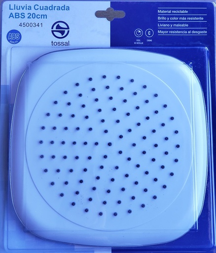 [63567] Lluvia Tossal Cuadrada 20cm ABS Cromo-Blanco