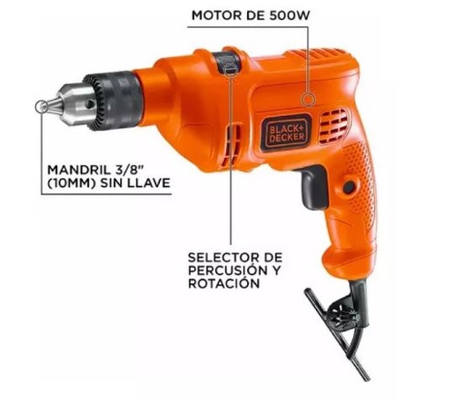 [75127] Taladro Percutor Eléctrico 10mm Black & Decker Tm500-ar 500w