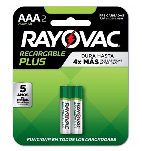 [52397] Pila Recargable Rayovac AAA C/U PL724-2LA
