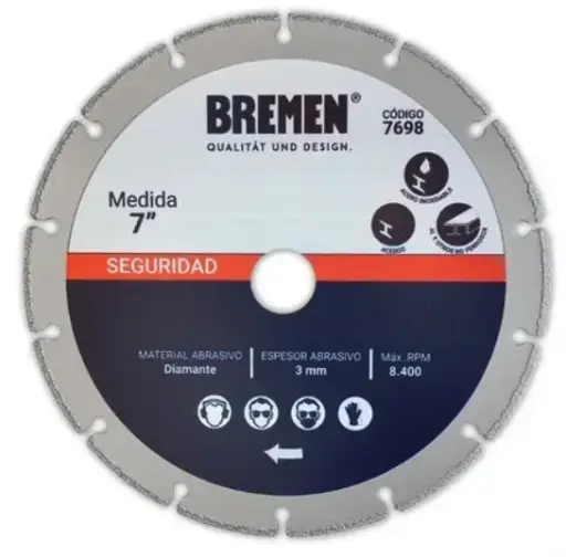 [76145] Disco Diamantado 7" P/Corte De Metal
