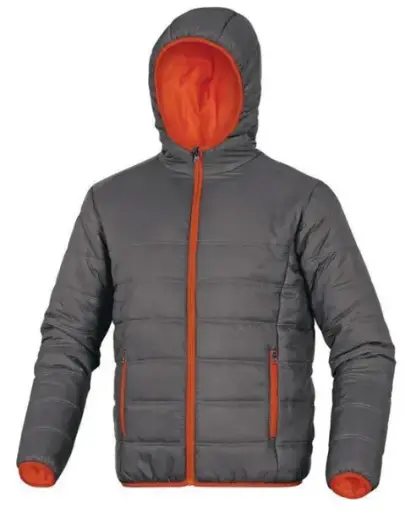 [67676] Campera Pluma Acolchada Gris/Naranja Talle L