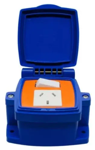 [75971] Caja Capsulada C/Interruptor Y Toma 10A Azul