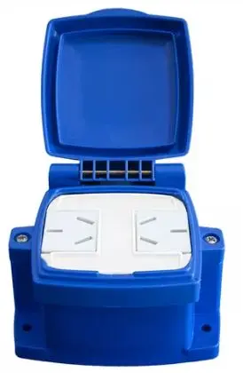 [75972] Caja Capsulada Doble Toma Normalizada Azul