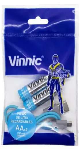 [76066] Pila AA 1750mAH Recargable USB $ x Pack(2)