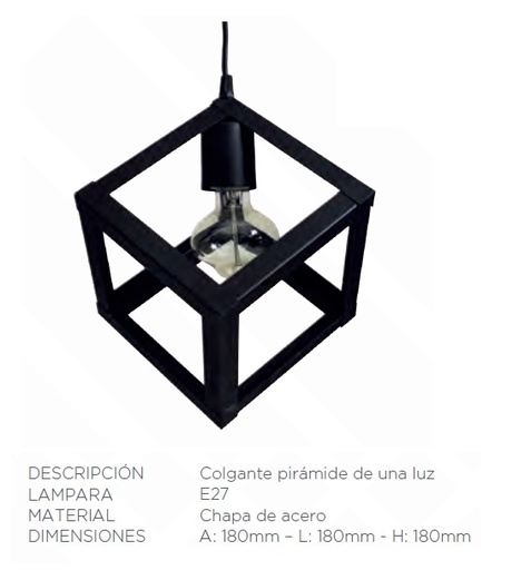 [67051] Colgante De Chapa Piramide 1 Luz Negro