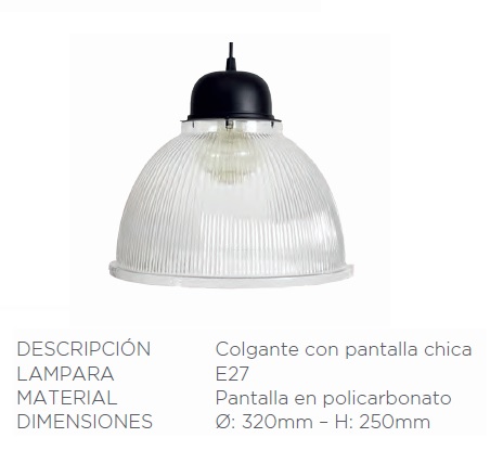 [67052] Colgante Policarbonato P/E27 Ø: 320mm – H: 250mm