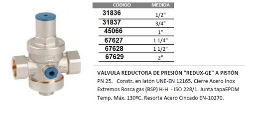 [67628] Valvula Reduc Reg Redux-Ge 25Bar 1 1/2"