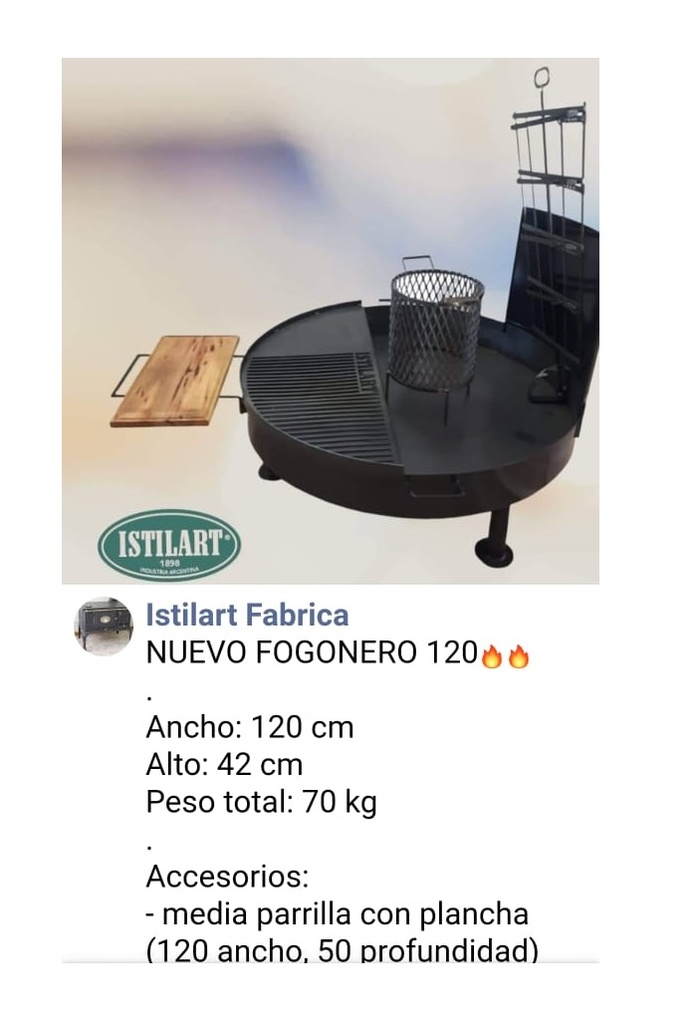 [70101] Fogonero Super  grande 1.20x 0.40  70 Kg