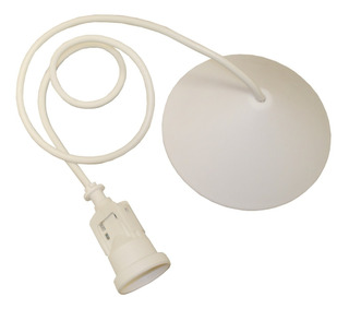 [65869] Colgante C/Capuchon P/Porta E27 Plast 80cm Blanco