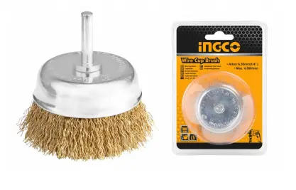 [76347] Cepillo Tipo Copa Rizado 75mm Vastago 1/4 Ingco Wb30751