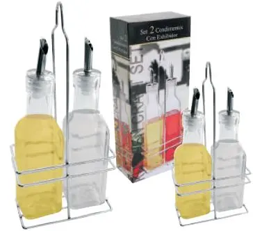 [62398] Set X 2 Condimentero De Vidrio Con Exhib