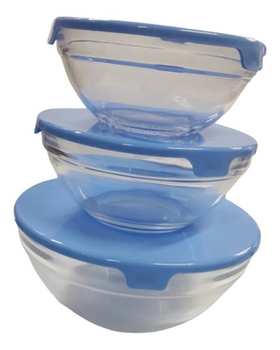 [47474] Bowl Vidrio C/T. Plast H. Set X 3 , Surt.