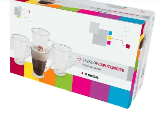 [40118] Taza Capuchino Vidrio Set X4