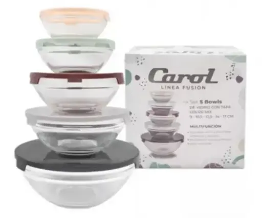 [40122] Bowl De Vidrio C/Tapa Plast. Setx5