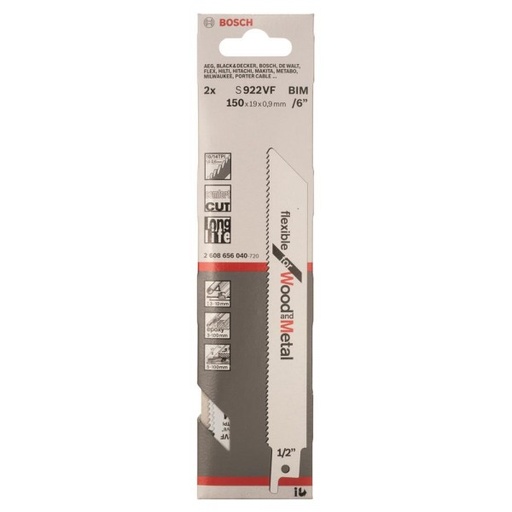 [76664] Hoja Sierra Sable Flexible S922HF $x unid (blister x 2 unid) Bosch
