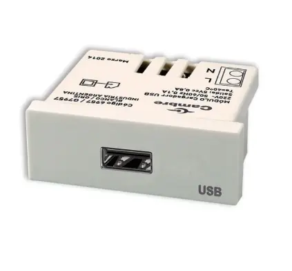 [76890] Modulo Cargador USB Doble 220V 3.1A Blanco Cambre 6960