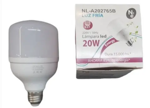 [76898] Lamp. Bulbo E27-20W- Luz Calida 6500K NL-A202727B Nova