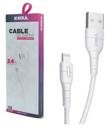 [77455] Cable Classic iPhone 2.4A Marca SOUL