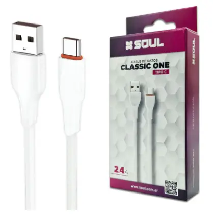 [77485] Cable Classic ONE Tipo C 2.4A Marca SOUL