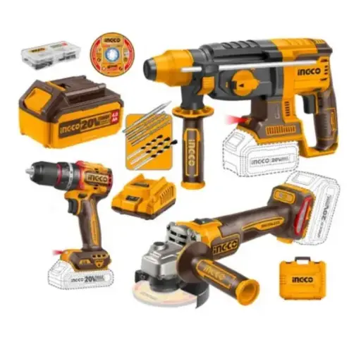 [77643] Set Taladro Atornillador Con Percutor Ingco COSLI241198-4