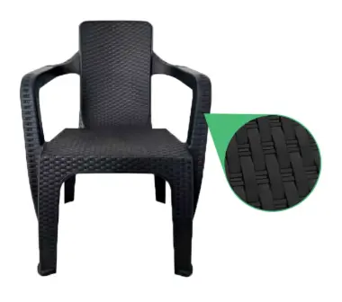 [78671] Sillon Plastico Simil Ratan Con Apoyabrazos Negro