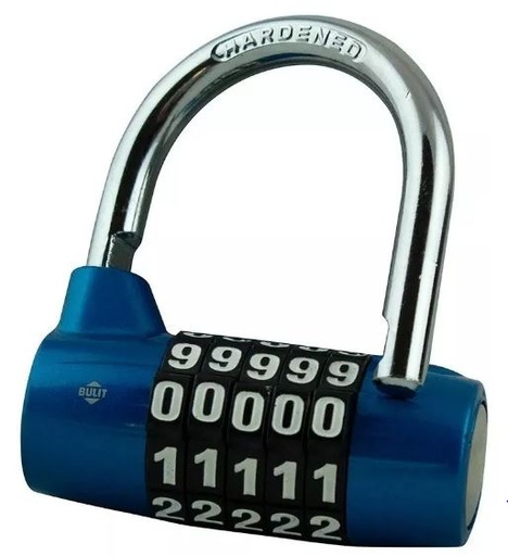 [63329] Candado De Aleacion 5 COMBINACIONES 65 MM AZUL