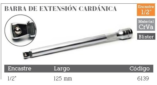 [58157] Barra De Extension Enc 1/2 X125mm Cardanica Cr Va