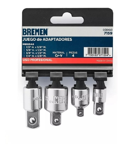 [65372] Adaptador X 4pzs (1/2x3/8, 3/8x1/4, 3/8x1/2, 1/4x3/8)