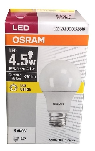 [58907] Lampara Led Value Classic 4.5W Calida E27