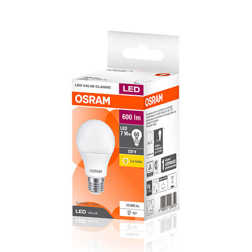[64597] Lampara Led Value Classic A60 9w/830 Calidaa Ledvance