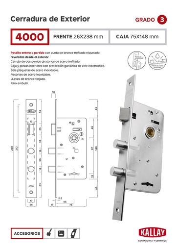 [57786] Kallay 4000 Cerradura Embutir Ref.  Ho NIQ