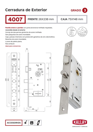 [59498] Kallay 4007 Cerradura Emb Ref Seg Liv Plana