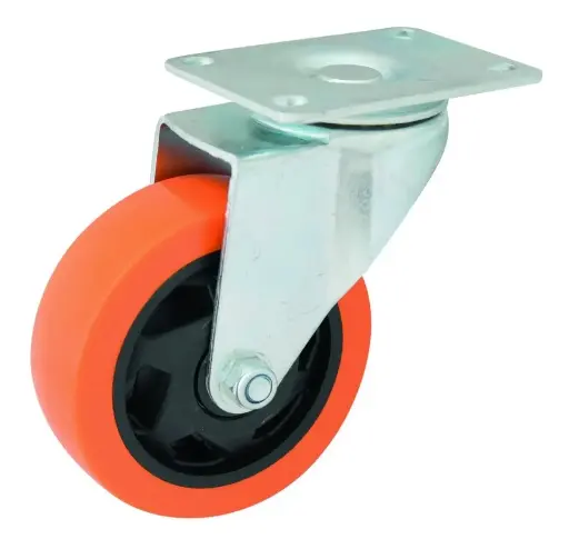[60803] Rueda PU Naranja 75mm Base Giratoria