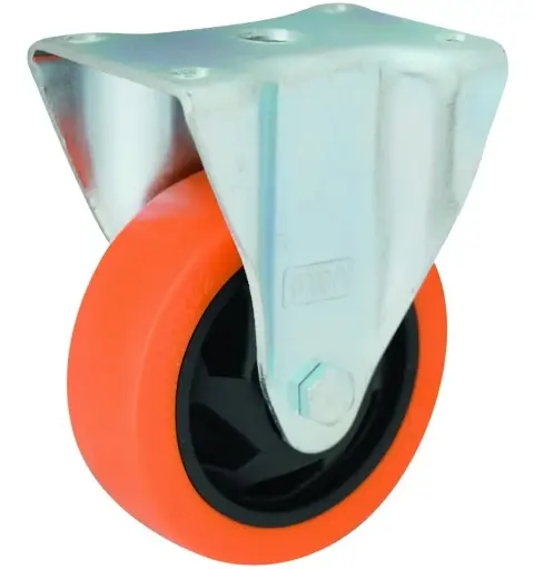 [60806] Rueda PU Naranja 75mm Base Fija