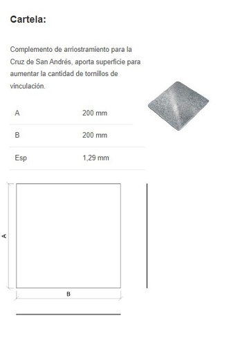 [73331] Cartela Galv Esp 1.25mm 20x20mm ASF