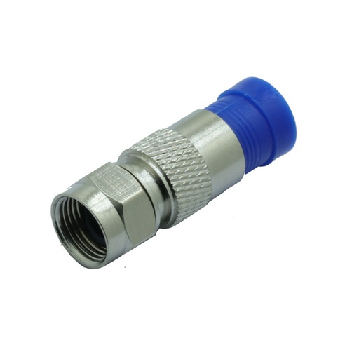 [58658] Conector F RG6 Compresion Calidad Sup Azul