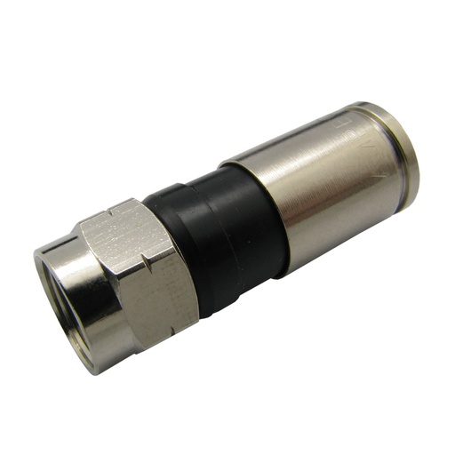 [58657] Conector F RG6 Compresion Calidad Sup Negro